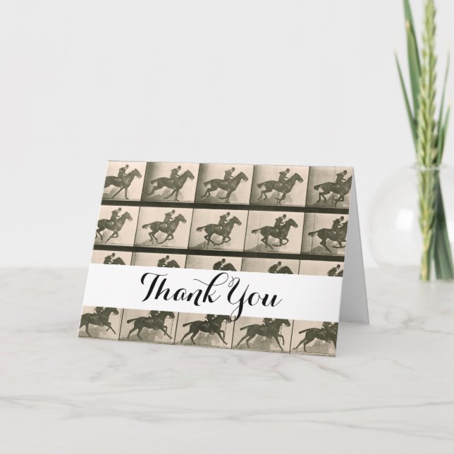 Horse Motion Vintage Photography Thank You Card (Front)