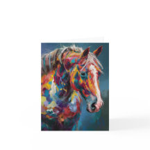Horse Multicolour Blank Card