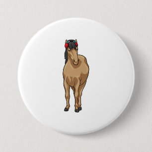 Horse Music Headphone 7.5 Cm Round Badge