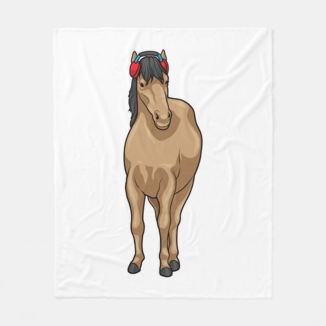 Horse Music Headphone Fleece Blanket (Front)