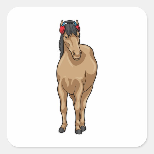 Horse Music Headphone Square Sticker (Front)