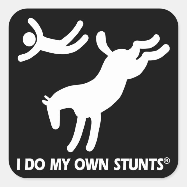 Horse My Own Stunts Square Sticker (Front)