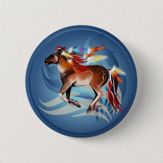Horse N Bright Feathers Button