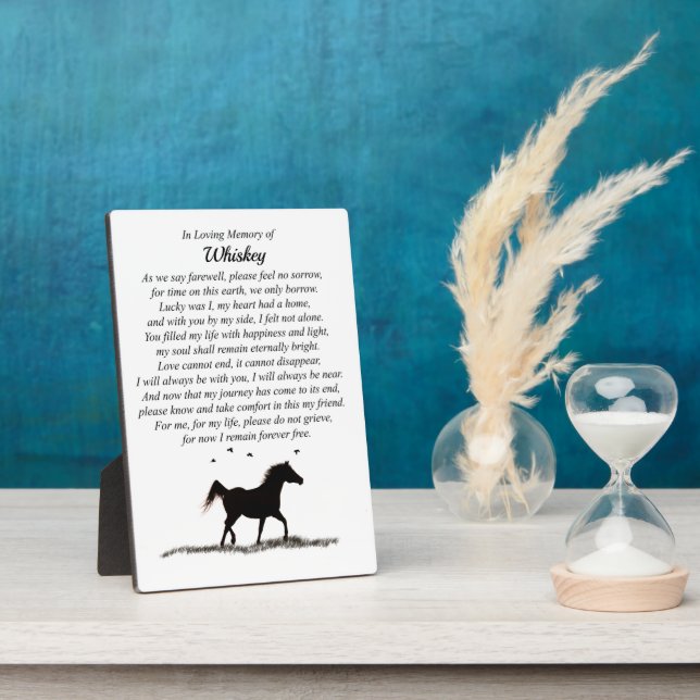 Horse Name Memorial Minimalist Spiritual  Plaque (Side)