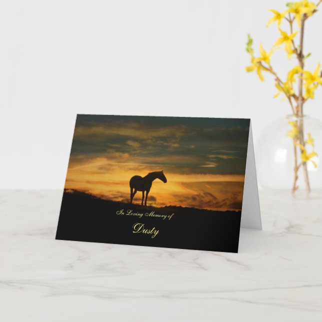 Horse Name Sympathy Memorial Card (Yellow Flower)