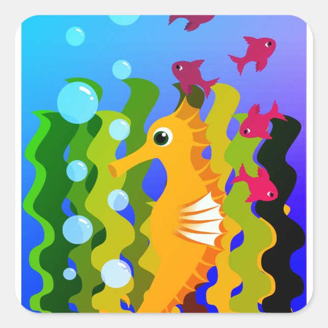 Horse, Nature, Sea Square Sticker (Front)