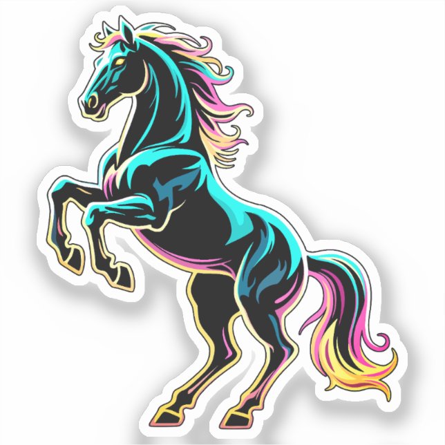 Horse Neon Light Glitch Retro Style (Front)