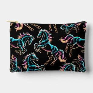 Horse Neon Light Glitch Retro Style Accessory Pouch