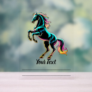 Horse Neon Light Glitch Retro Style Acrylic Sign