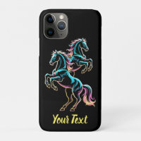 Horse Neon Light Glitch Retro Style