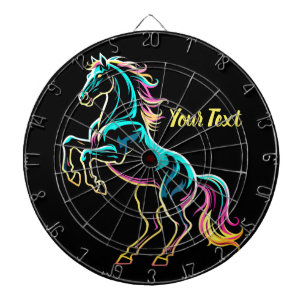 Horse Neon Light Glitch Retro Style Dartboard
