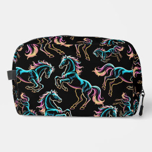 Horse Neon Light Glitch Retro Style Dopp Kit