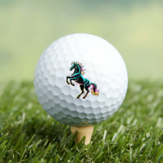 Horse Neon Light Glitch Retro Style Golf Balls (Insitu Tee)