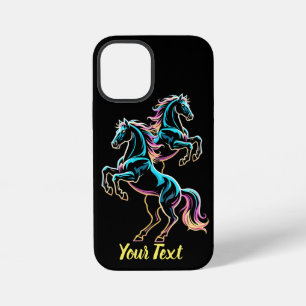 Horse Neon Light Glitch Retro Style iPhone 12 Mini Case