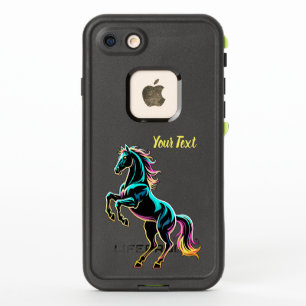 Horse Neon Light Glitch Retro Style