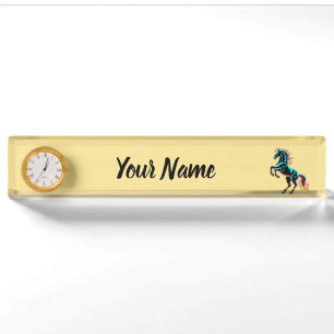 Horse Neon Light Glitch Retro Style Nameplate