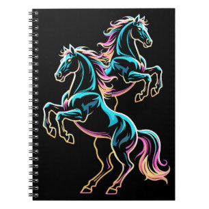 Horse Neon Light Glitch Retro Style Notebook