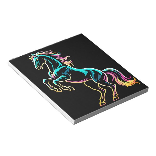 Horse Neon Light Glitch Retro Style Notepad (Angled)