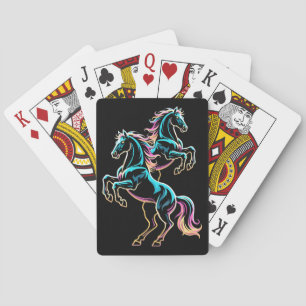 Horse Neon Light Glitch Retro Style Playing Cards