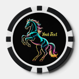 Horse Neon Light Glitch Retro Style Poker Chips