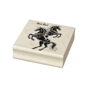 Horse Neon Light Glitch Retro Style Rubber Stamp