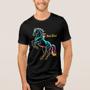 Horse Neon Light Glitch Retro Style Tri-Blend Shirt