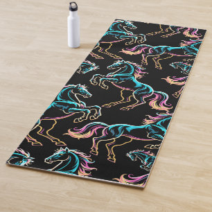 Horse Neon Light Glitch Retro Style Yoga Mat