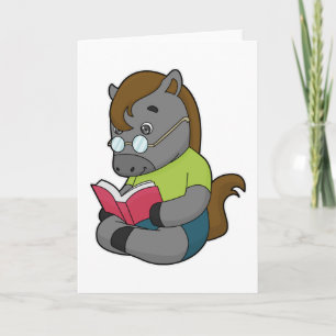Horse Nerd Book Glasses Card
