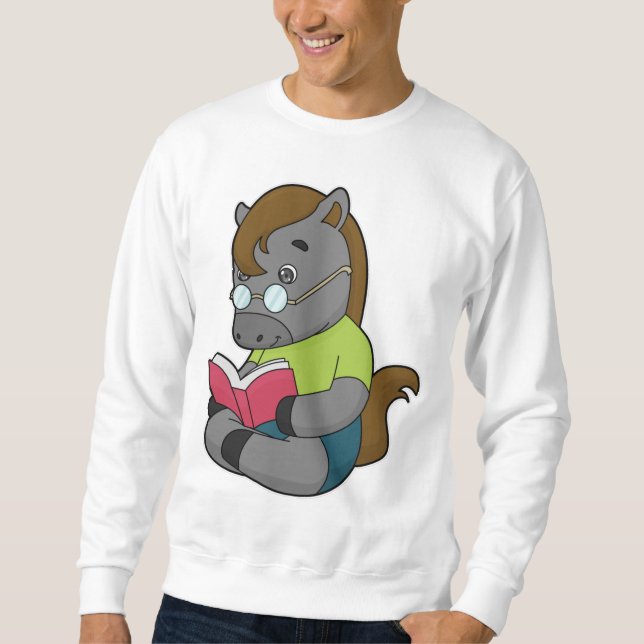 Horse Nerd Book Glasses Sweatshirt (Front)