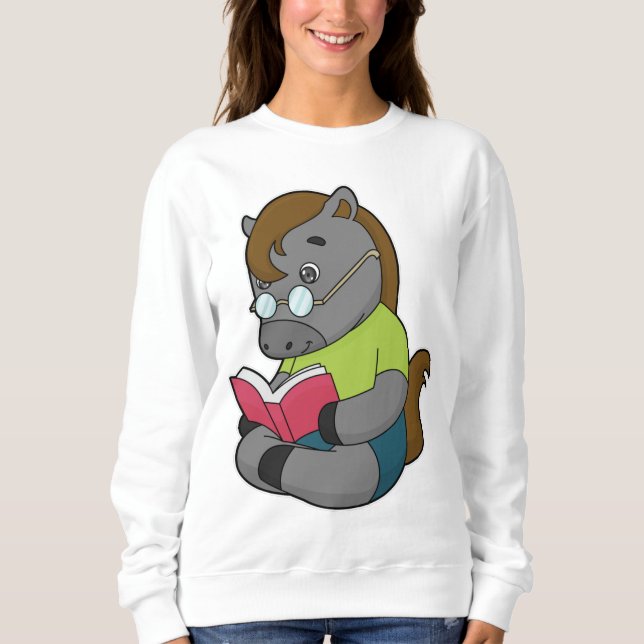 Horse Nerd Book Glasses Sweatshirt (Front)