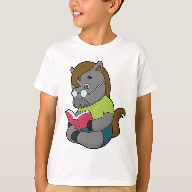 Horse Nerd Book Glasses T-Shirt (Front)