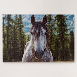 Horse next to a forest jigsaw puzzle