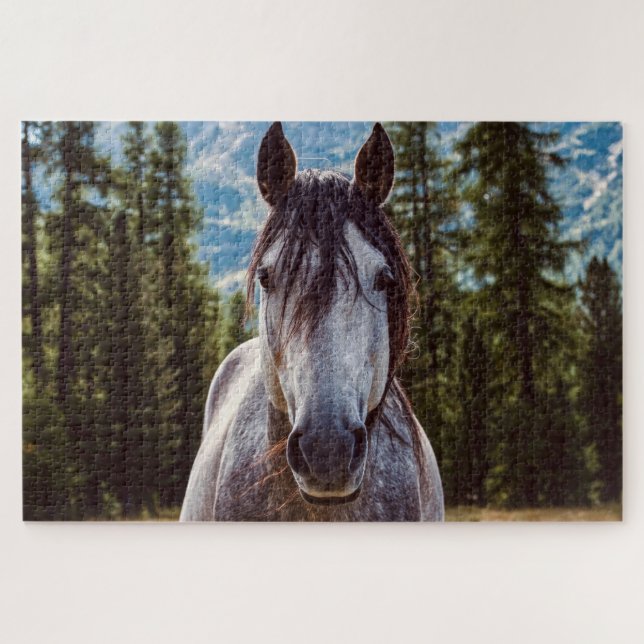 Horse next to a forest jigsaw puzzle (Horizontal)