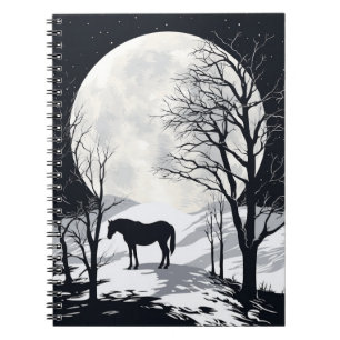 Horse Notebook   Full Moon with Horse Silhouette