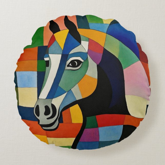 Horse of Colours Round Cushion (Front)