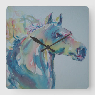 Horse of Many Colours Square Wall Clock