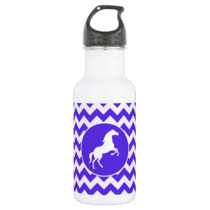 Horse on Blue Violet Chevron; Equestrian 532 Ml Water Bottle
