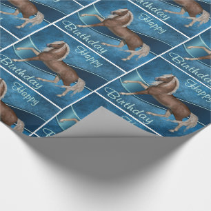 Horse On Blue With Happy Birthday Wrapping Paper