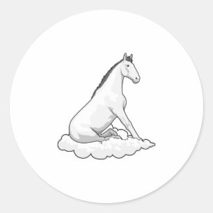 Horse on Cloud Classic Round Sticker