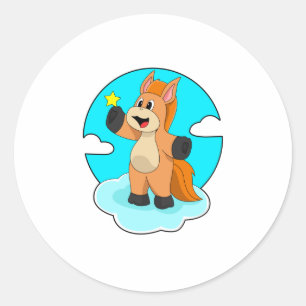 Horse on Clouds Classic Round Sticker