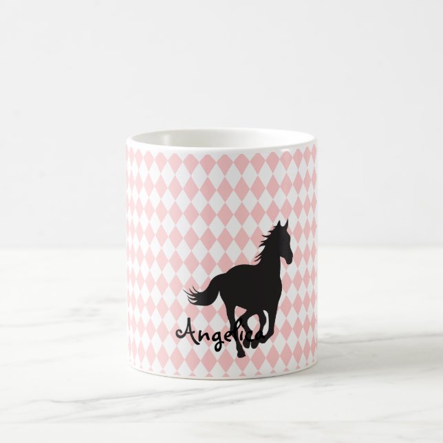 Horse on Diamond Pattern Template Coffee Mug (Center)