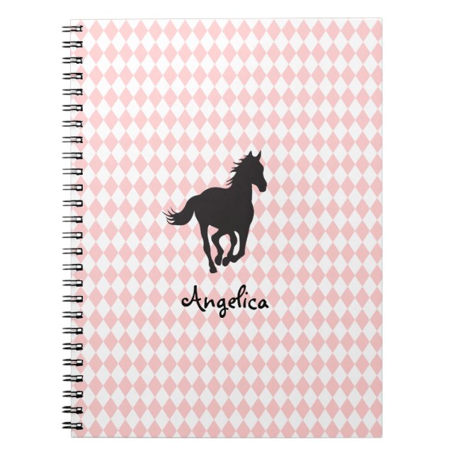 Horse on Diamond Pattern Template Notebook (Front)