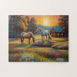 Horse on Farm Wildflower Meadow Jigsaw Puzzle