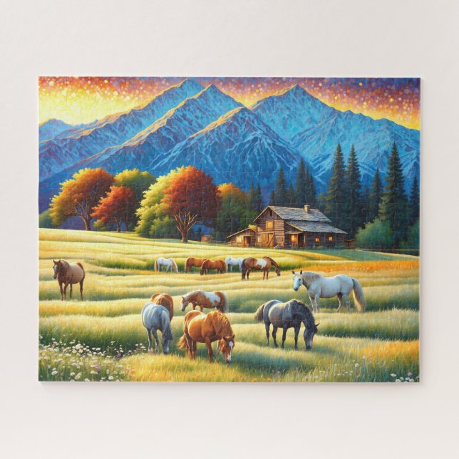 Horse on Farm Wildflower Meadow Jigsaw Puzzle (Horizontal)