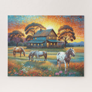 Horse on Farm Wildflower Meadow Jigsaw Puzzle