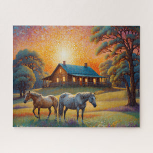 Horse on Farm Wildflower Meadow Jigsaw Puzzle
