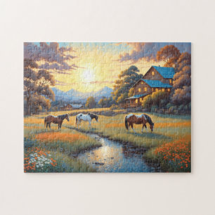 Horse on Farm Wildflower Meadow Jigsaw Puzzle