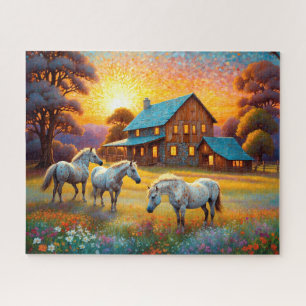 Horse on Farm Wildflower Meadow Jigsaw Puzzle