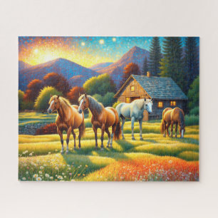 Horse on Farm Wildflower Meadow Jigsaw Puzzle