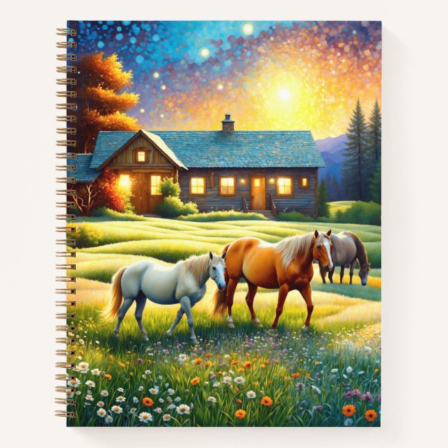 Horse on Farm Wildflower Meadow Notebook (Front)